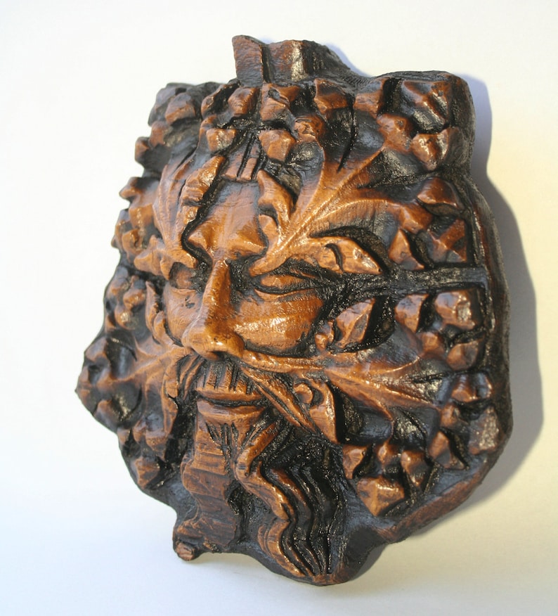 Green Man Reproduction Gothic English Cathedral Carving Plaque Pagan Greenman Gift image 2