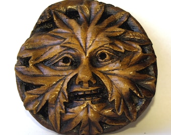 Grön man gotisk engelsk katedral snidningsplakett