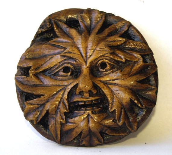 Targa Da Parete Green Man – Uomo Verde Della Cattedrale Di Gloucester – In Resina E Pietra, Made UK