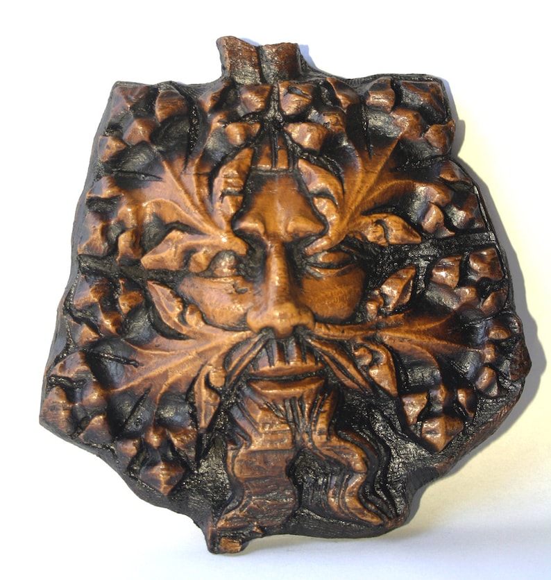 Green Man Reproduction Gothic English Cathedral Carving Plaque Pagan Greenman Gift image 1