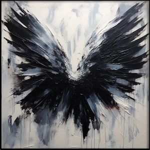 Black Eagle Wings, Angel Wings 100% Handmade Textured Painting Original Acrylic Abstract Oil Painting Wall Decor Living Room Office Wall Art
