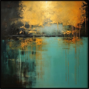 Ouro e verde, abstrato, 100% feito à mão, pintura texturizada, pintura a óleo abstrata acrílica, decoração de parede original para sala de estar, arte de parede para escritório