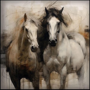 Horse Oil Painting, 100% Hand Painted, Textured Painting, Abstract Oil Painting, Acrylic Painting, Wall Decor Living Room, Office Wall Art