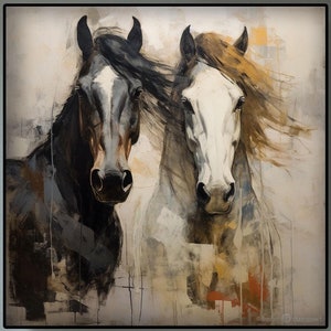 Horse Oil Painting, 100% Hand Painted, Textured Painting, Abstract Oil Painting, Acrylic Painting, Wall Decor Living Room, Office Wall Art