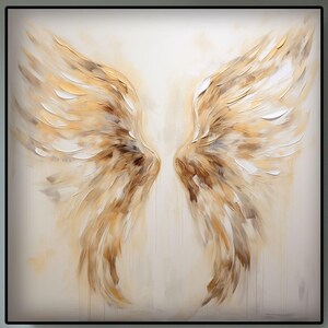 Golden Wings Painting, 100% Handmade, Textured Painting, Gold Wing, Acrylic Abstract Oil Painting, Wall Decor Living Room, Golden Painting