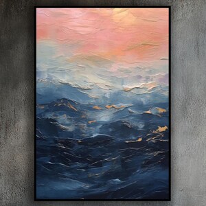 Gold And Pink Landscape, 100% Handmade, Textured Painting, Original Acrylic Abstract Oil Painting, Wall Decor Living Room, Office Wall Art