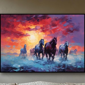 Running Horses, 100% Hand Painted, Textured Modern Painting, Abstract Oil Painting, Acrylic Painting, Wall Decor Living Room Office Wall Art