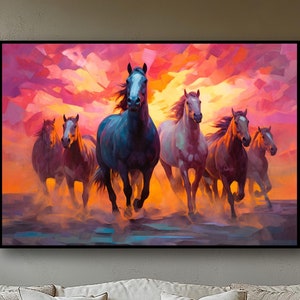 Running Horses, 100% Hand Painted, Textured Modern Painting, Abstract Oil Painting, Acrylic Painting, Wall Decor Living Room Office Wall Art