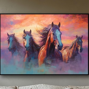 Running Horses, 100% Hand Painted, Textured Modern Painting, Abstract Oil Painting, Acrylic Painting, Wall Decor Living Room Office Wall Art