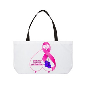 Draagtas Breast Cancer Awareness Weekender - draagtas met roze lint, cadeau voor kankeroverlevende, ondersteunend cadeau