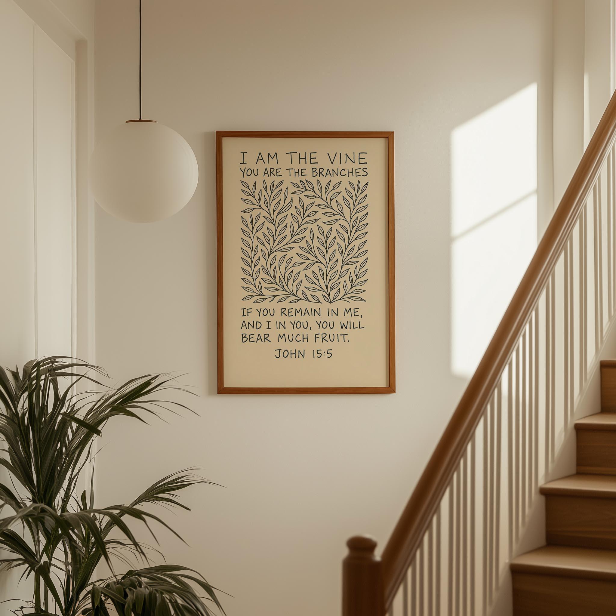 I Am the Vine Bible Verse John 15:5 Botanical Christian Home Decor ...