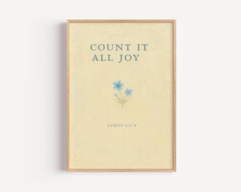 Comptez tout avec joie, impression James 1 2 4, art biblique minimal, décor d'écriture sainte