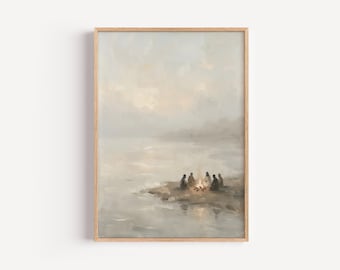 Peinture abstraite de Jésus et pêcheur Décoration d'intérieur chrétienne Téléchargement numérique