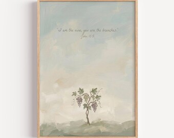 Je suis la vigne, vous êtes les branches Jean 15 5 Art mural chrétien vigne