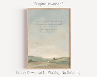 lamentations 3 22, his mercies are new, every morning, christian wall art, digital download
