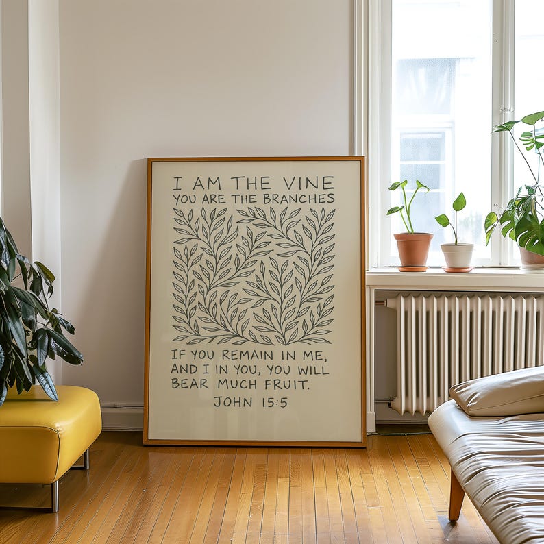 I Am the Vine John 15:5 Bible Verse Digital Download Christian Wall Art ...