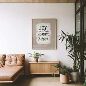 Joy Comes in the Morning Print | Bible Sketches & Abstract Art | Psalm 30:5 Inspirational Wall Decor