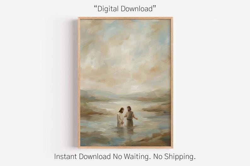 Baptism of Jesus Abstract Painting Christian Home Decor Digital ...