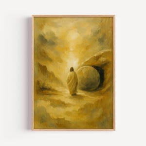 Watercolor Jesus &#39;He is Risen&#39; Easter Art: Christian Scripture Print (Digital Download)