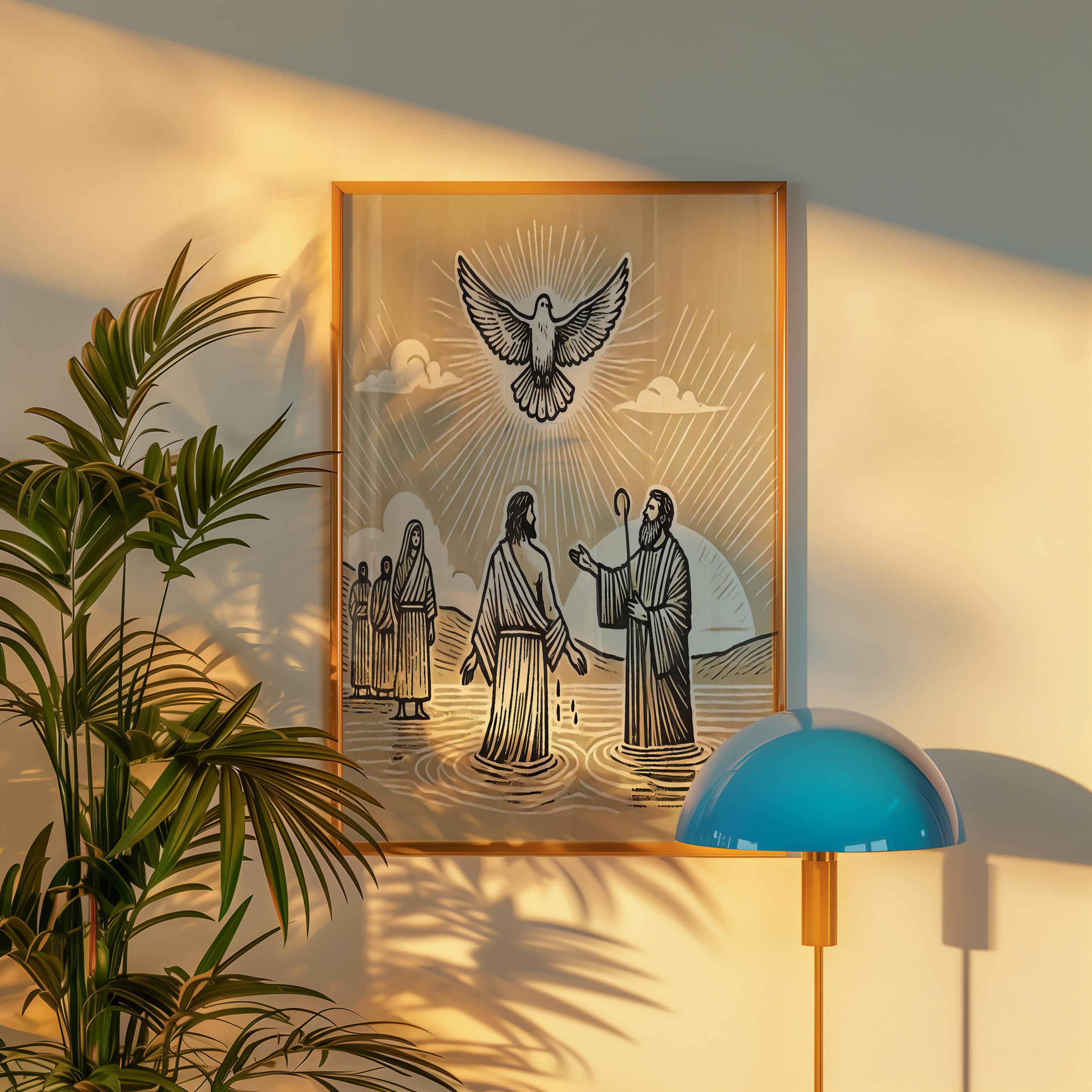 Jesus Baptism, DIGITAL PRINT! | Abstract Art Christian Gift | Jesus ...