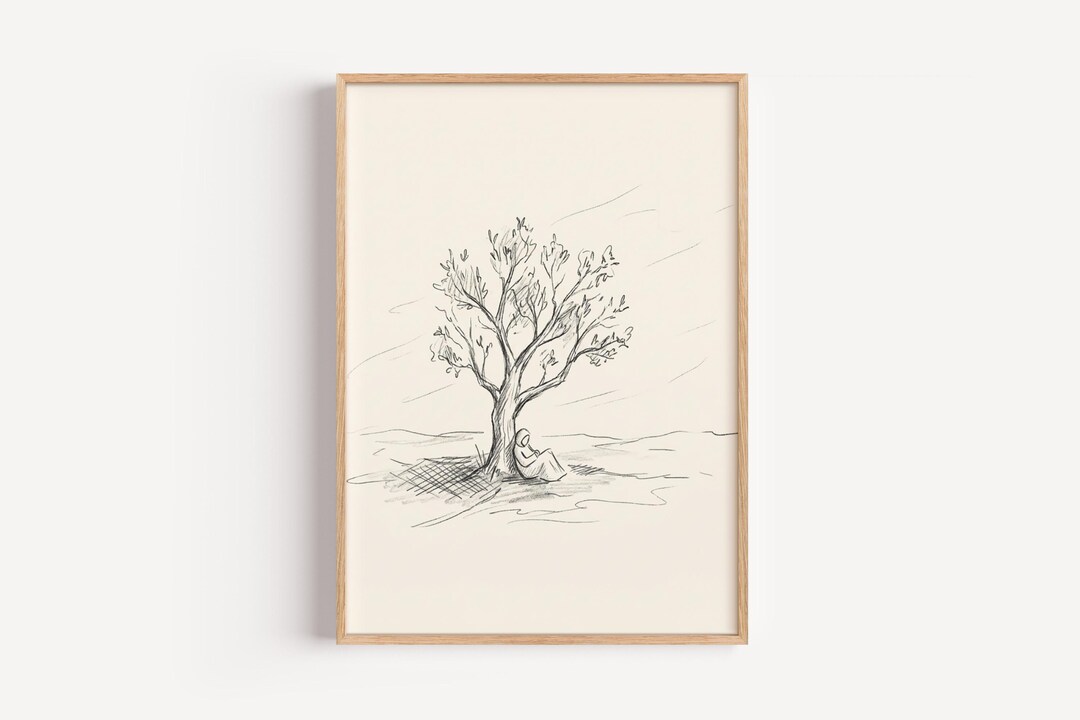 Elijah Under Juniper Tree Christian Wall Art, Faith, Catholic Printable ...