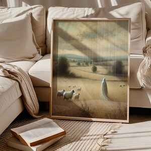 Vintage Psalm 23 Art Print: The Lord is My Shepherd, Baptism Gift