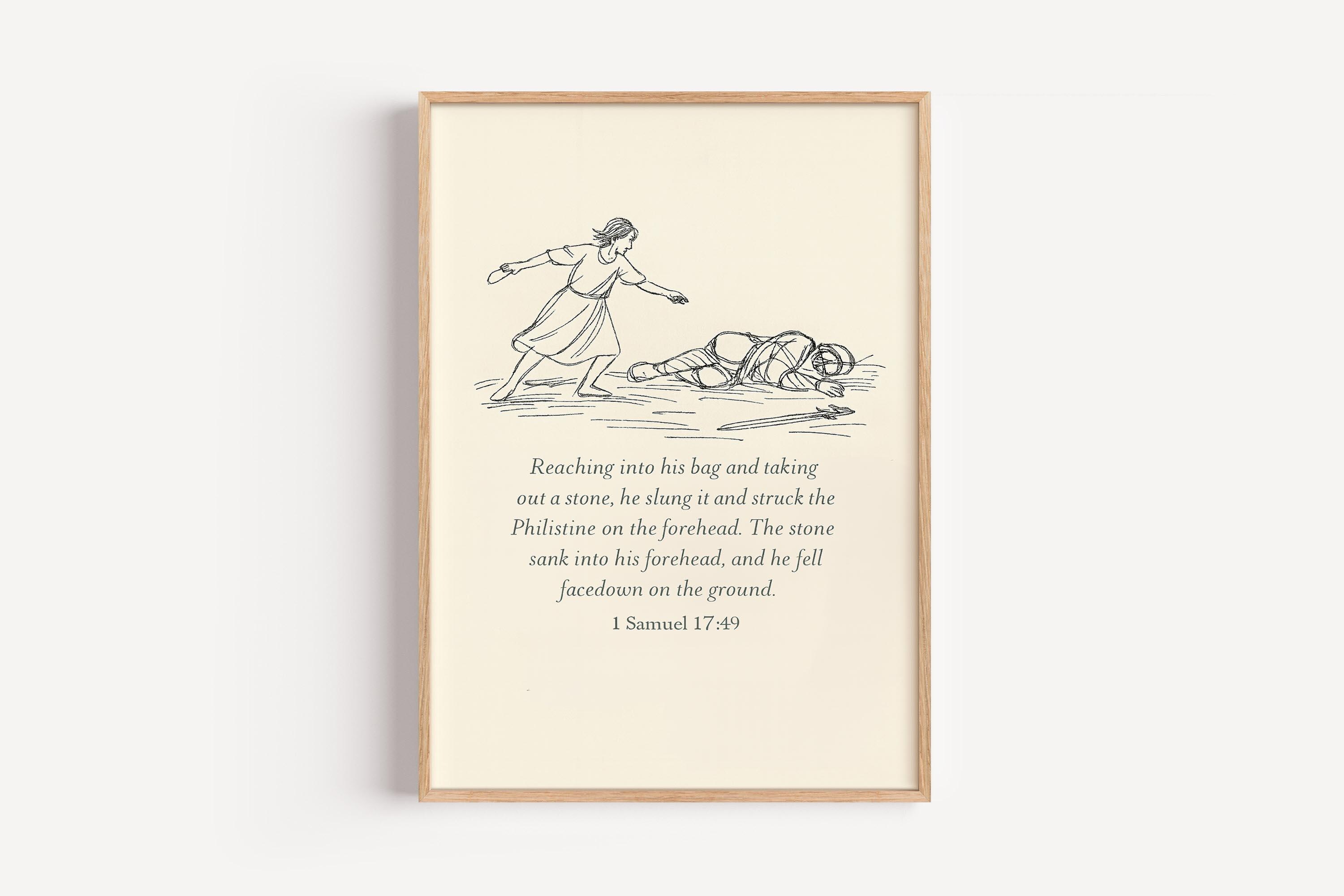 David and Goliath, Bible Art Printable, Christian Decor, Modern ...