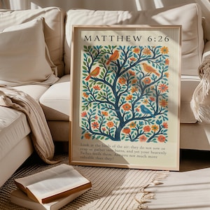 Matthew 6 Bible Verse Print: Vintage Christian Wall Art