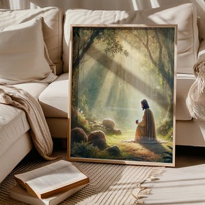 Garden of Gethsemane, DIGITAL PRINT!, Jesus Praying Artwork, Christian Wall Art, Savior in the Garden, Religious Decor, Unique Gift