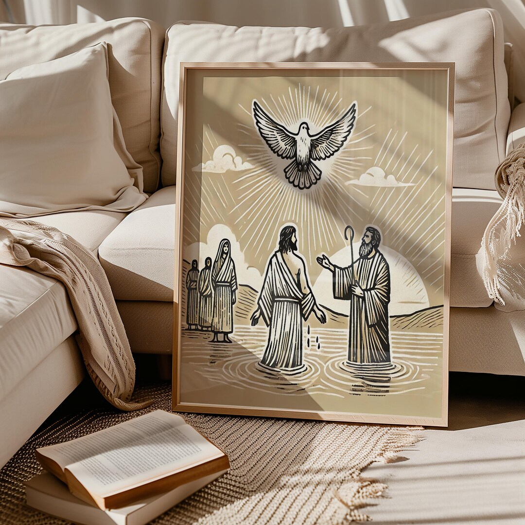 Jesus Baptism, DIGITAL PRINT! | Abstract Art Christian Gift | Jesus ...