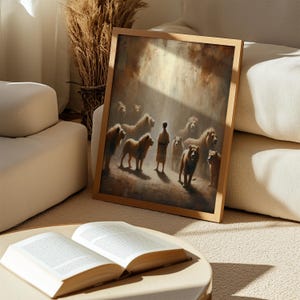 Daniel in the Lions Den Print: Abstract Bible Story Wall Art