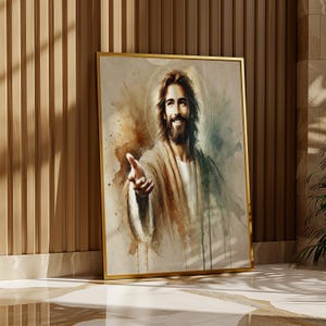 Jesus Portrait Art Print: Abstract Christian Home Decor