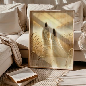Jesus Walking With Woman Print: Abstract Christian Art