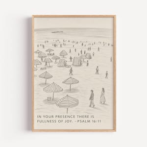 Psalm 16:11 Vintage Christian Wall Art Coastal Beach Landscape Mural Bible Verse Wall Art Digital Download Christian Housewarming Gift