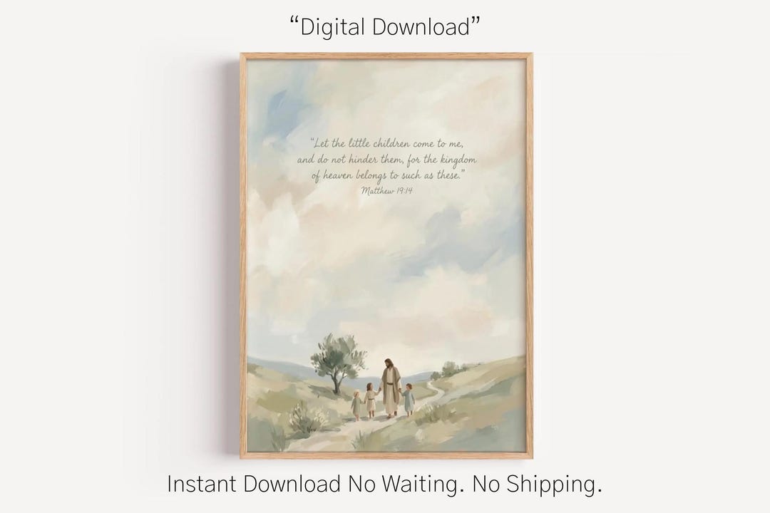 Jesus Walking With Children Art Print Abstract Painting Christian Home ...