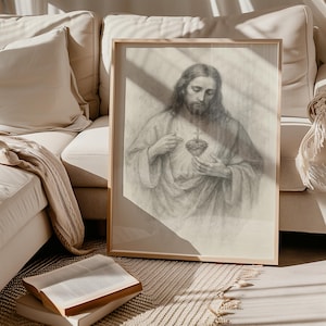 Sacred Heart of Jesus Watercolor Print: Modern Catholic Wall Art