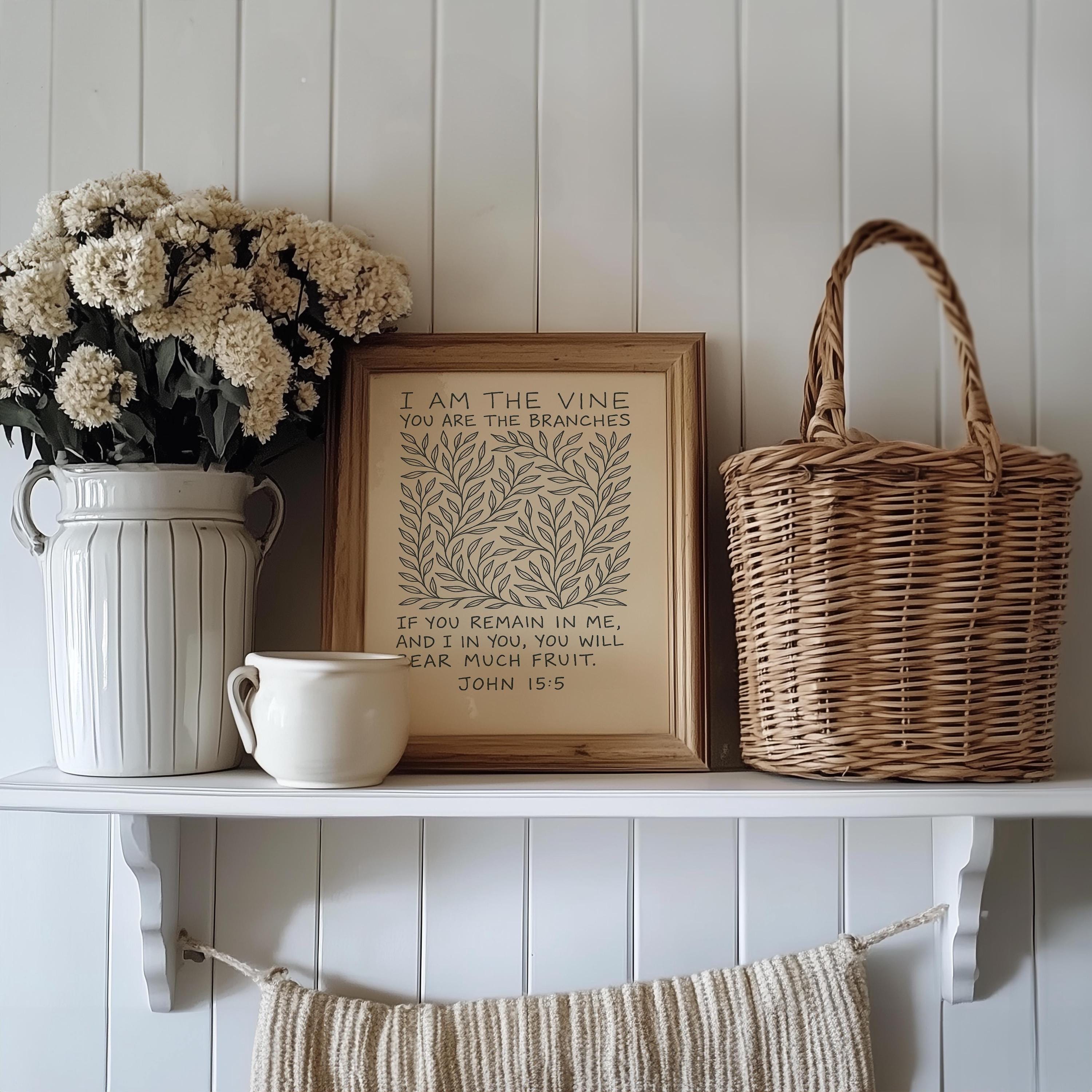 I Am the Vine Bible Verse John 15:5 Botanical Christian Home Decor ...