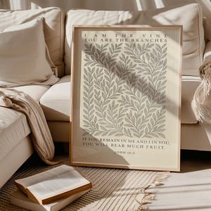 I Am The Vine John 15:5 Bible Verse Digital Download Christian Wall Art Minimalist Boho Scripture Print Modern Faith Sketch