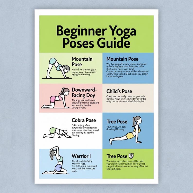 Beginner Yoga Poses Guide Printable – Step-by-step PDF (digital