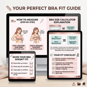 Bra Fit Guide Bundle, Styling Tips, Size Calculator (Digital Download)