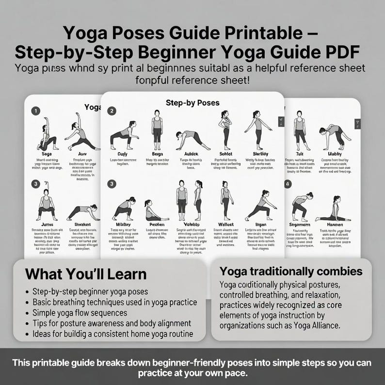 Beginner Yoga Poses Guide Printable – Step-by-step PDF (digital Download) - Etsy