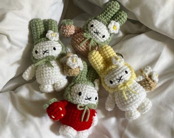 Bunny Keychain | Cute Handmade Crochet Strawberry/Basket Amigurumi