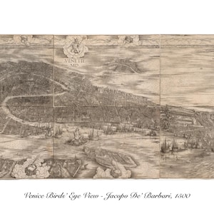 Venice Bird's Eye View, Jacopo De' Barbari, Woodcut, 1500. Fine Art Print