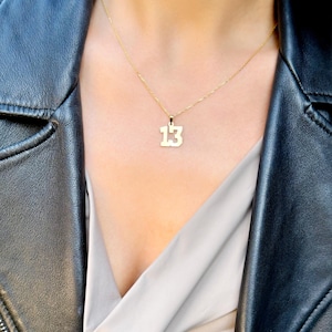 Sterling Silver Number Necklace Etsy