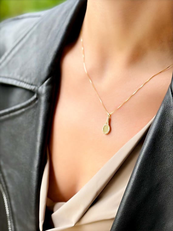 sterling silver tennis racket necklace womens