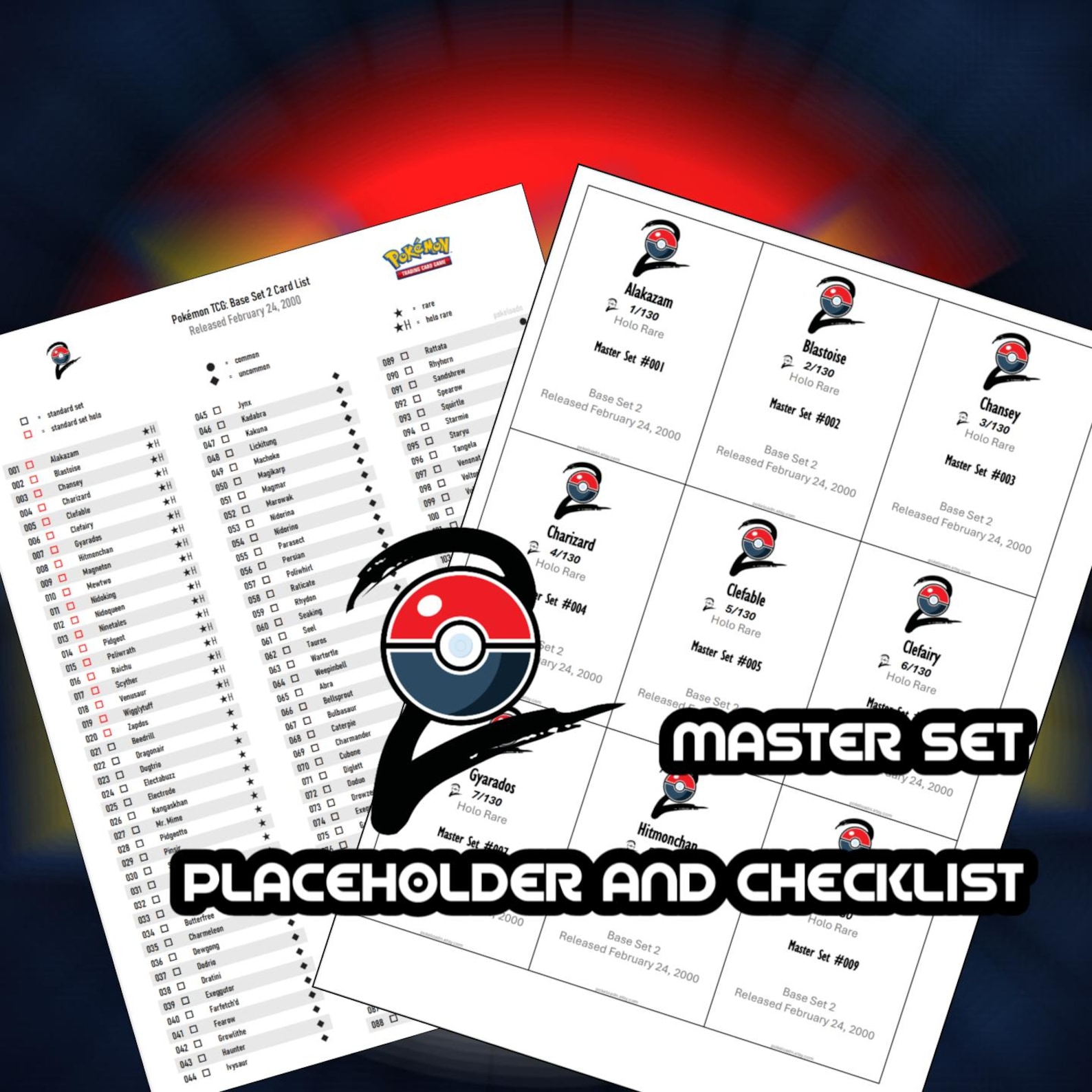 Pokemon TCG Base Set 2 Binder Placeholder and Checklist Master Card ...