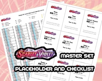 Pokemon TCG Scarlet & Violet Base set Binder Placeholder and Checklist Master Card List Digital Download