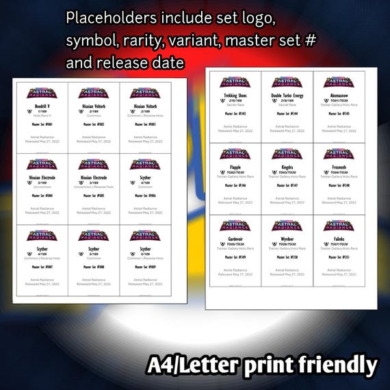 Pokemon TCG Astral Radiance Binder Placeholder and Checklist Master Card  List Digital Download Sword and Shield - Etsy