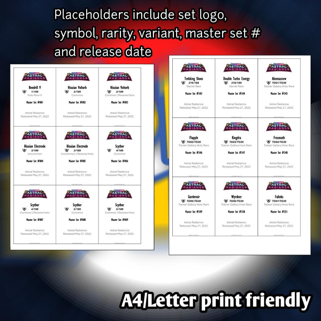 Pokemon TCG Astral Radiance Binder Placeholder and Checklist Master Card List Digital Download Sword and Shield - Etsy Pokemon TCG Astral Radiance Binder Placeholder and Checklist Master Card List Digital Download Sword and Shield - Etsy