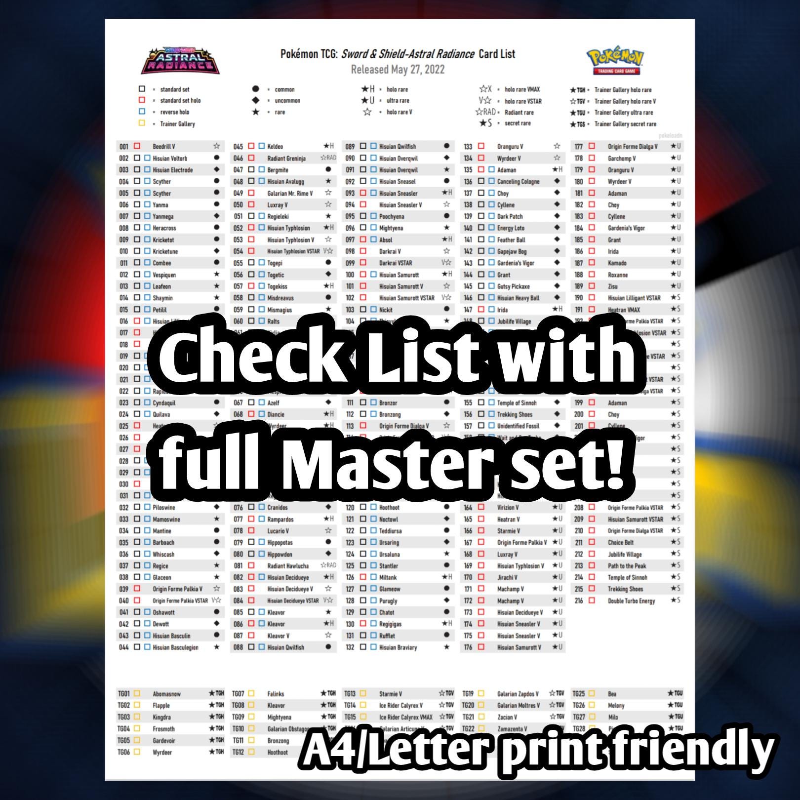 Pokemon TCG Astral Radiance Binder Placeholder and Checklist Master Card List Digital Download Sword and Shield - Etsy Pokemon TCG Astral Radiance Binder Placeholder and Checklist Master Card List Digital Download Sword and Shield - Etsy